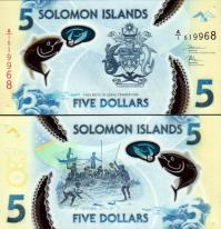 *5 Dolárov Šalamúnove ostrovy 2019-24, P38 UNC polymer - Kliknutím na obrázok zatvorte -